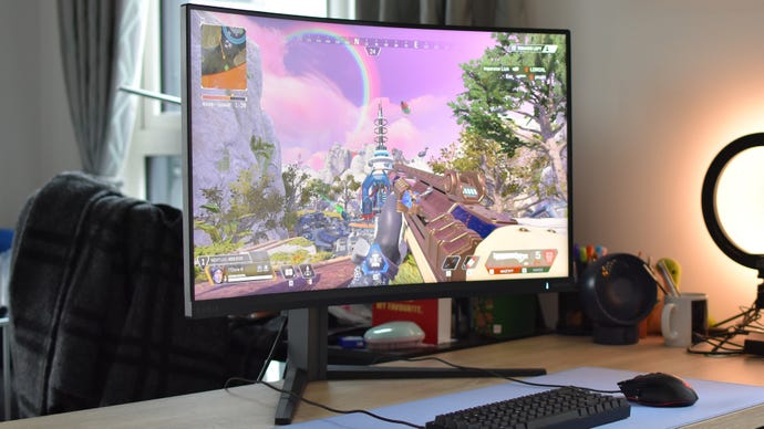 The Philips Evnia 32M2C5500W gaming monitor, running Apex Legends.